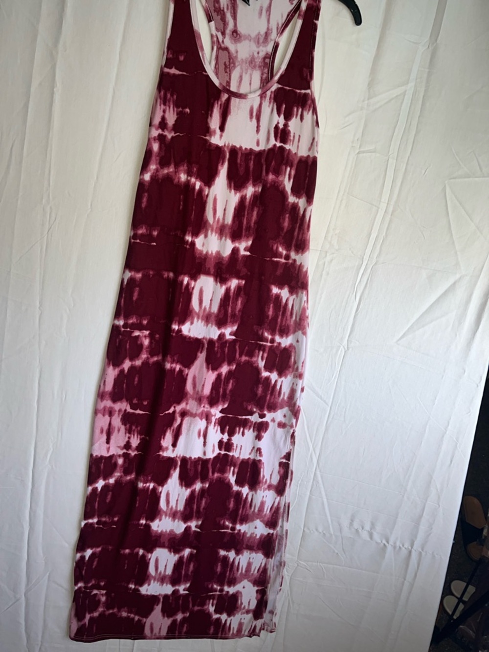 Love Tie-Dye Racerback Maxi Dress - Burgundy & White